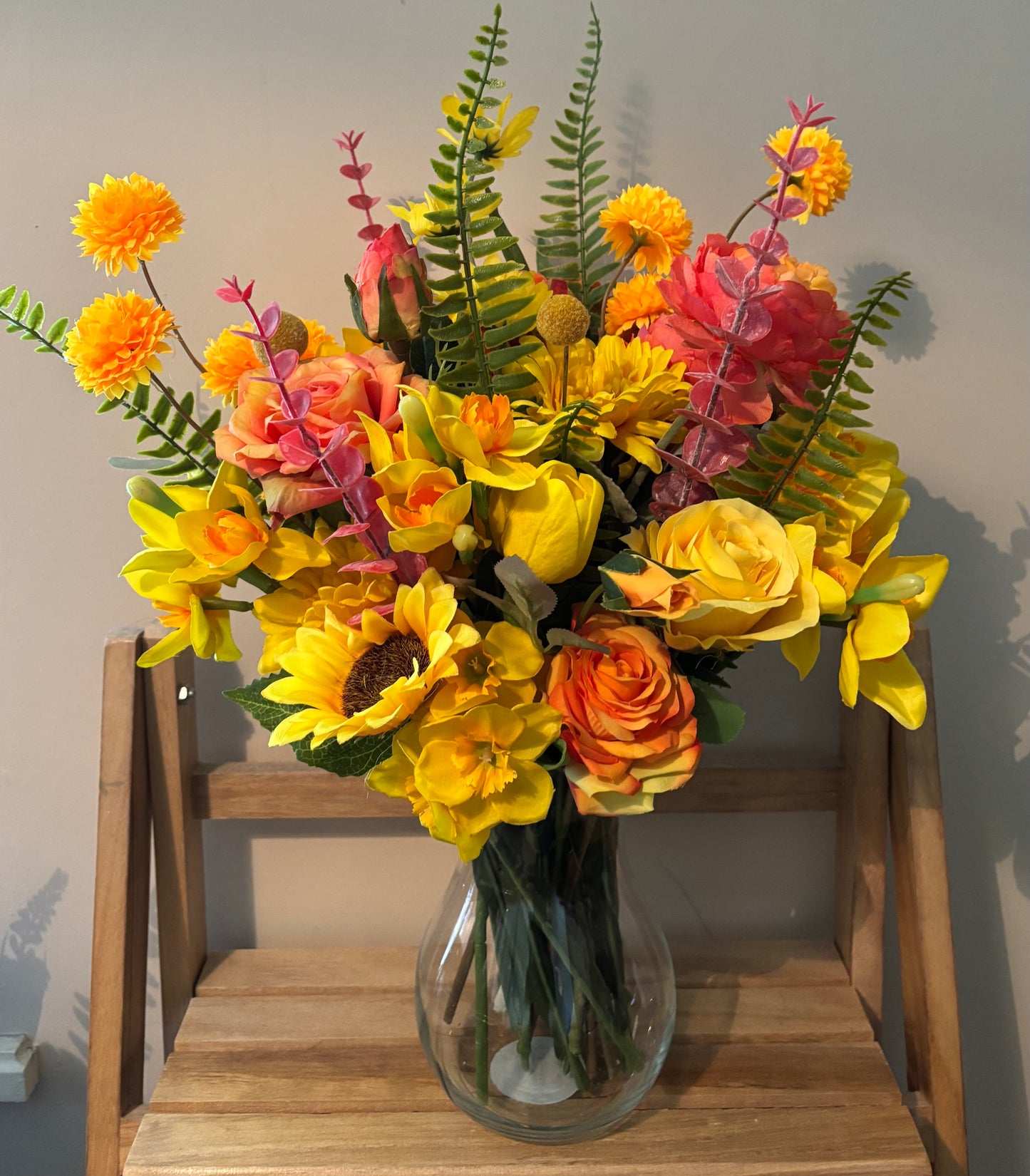 Burst of Yellow bouquet (glass vase included)