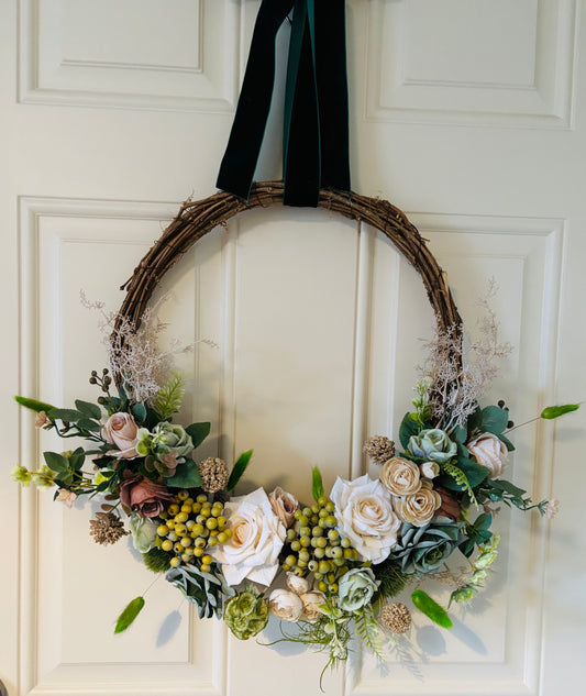 Cream and Green grapevine