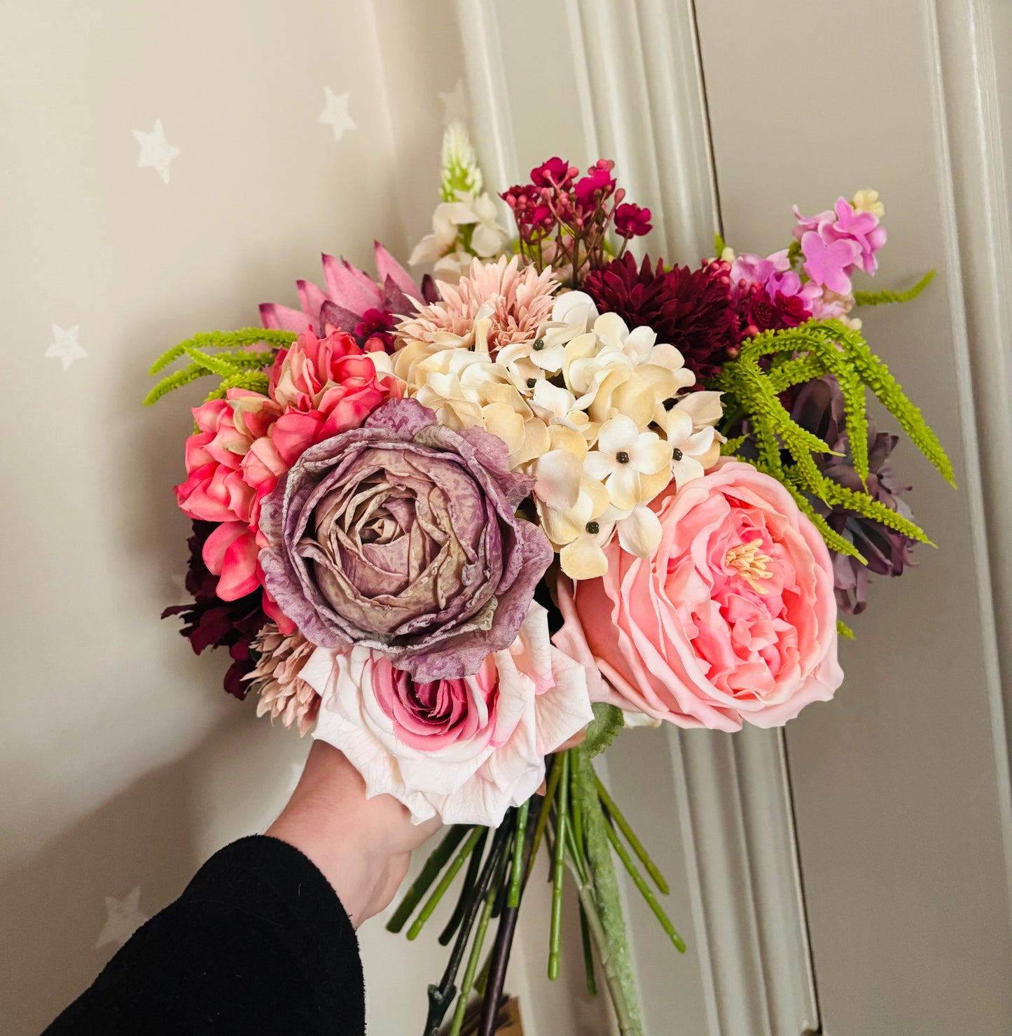 Lilac, Pink and Burgundy bouquet and flower girl set