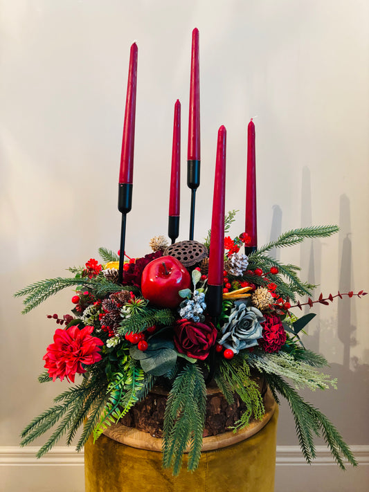 Christmas 5 tiered BurgundyCandle Table centrepiece