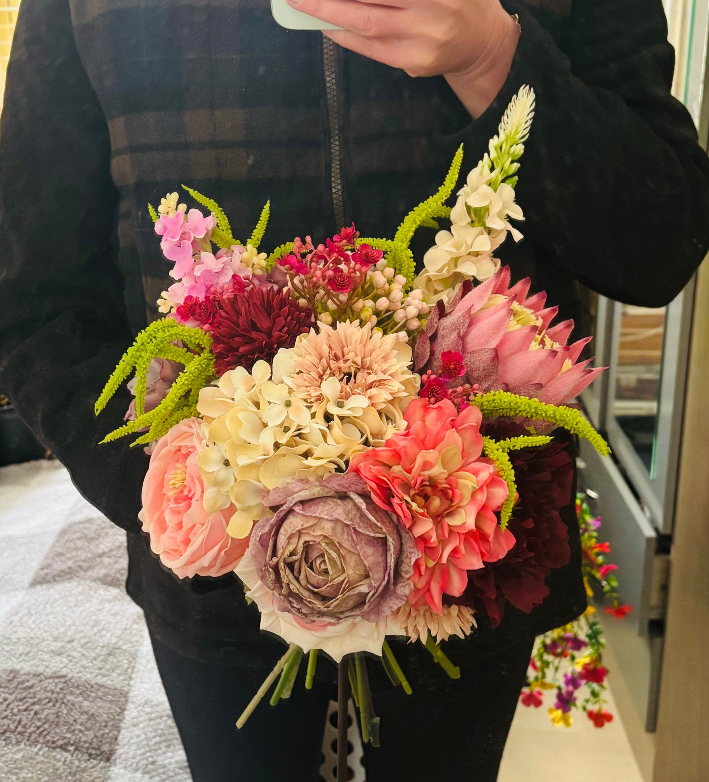 Lilac, Pink and Burgundy bouquet and flower girl set