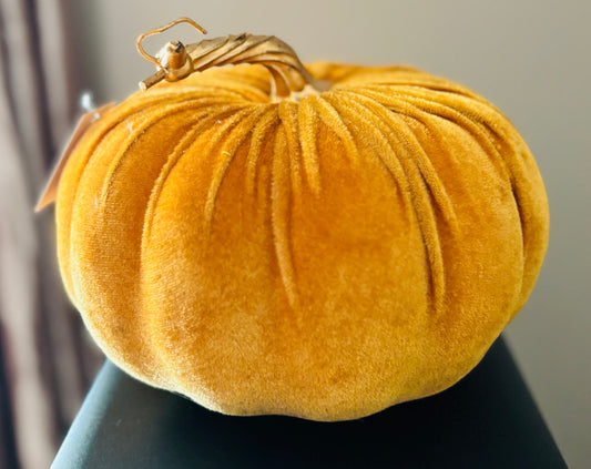 Mustard Large Velvet Pumpkin